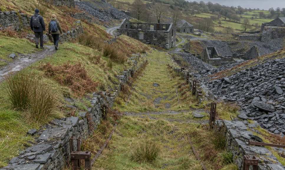 A disused slate incline on the walk back through Cwm Croesor.